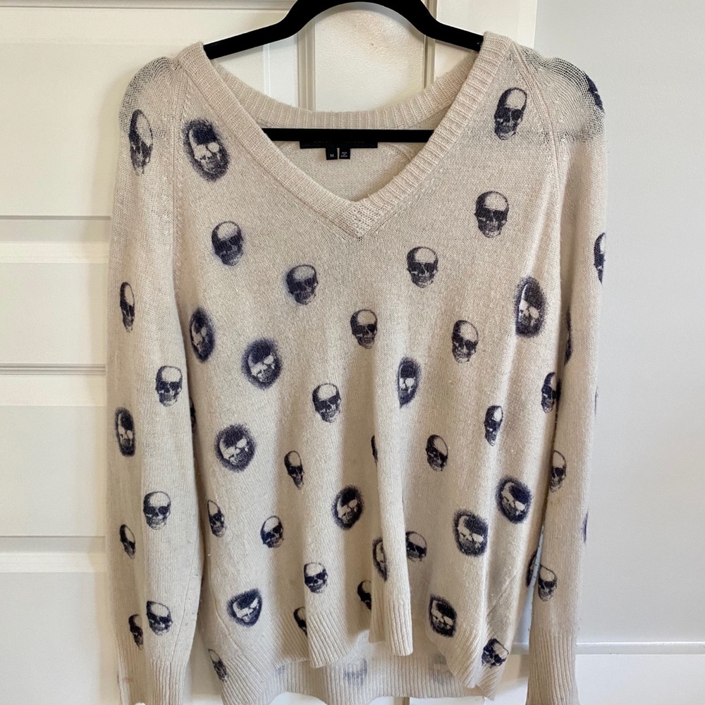 Skull Cashmere V-Neck Sweater - Picture 2 of 4